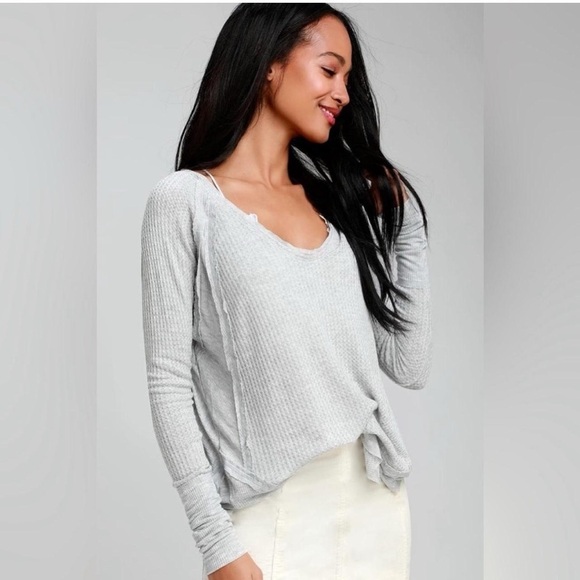 We The Free Free People Katalina Thermal in Mineral Gray Super Soft - Picture 2 of 8